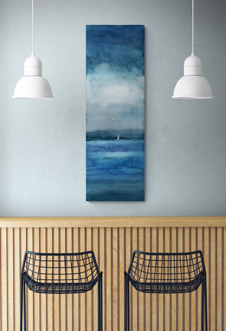 Vertical Long Narrow Canvas Wall Art Prints Coastal Lake Sky Etsy