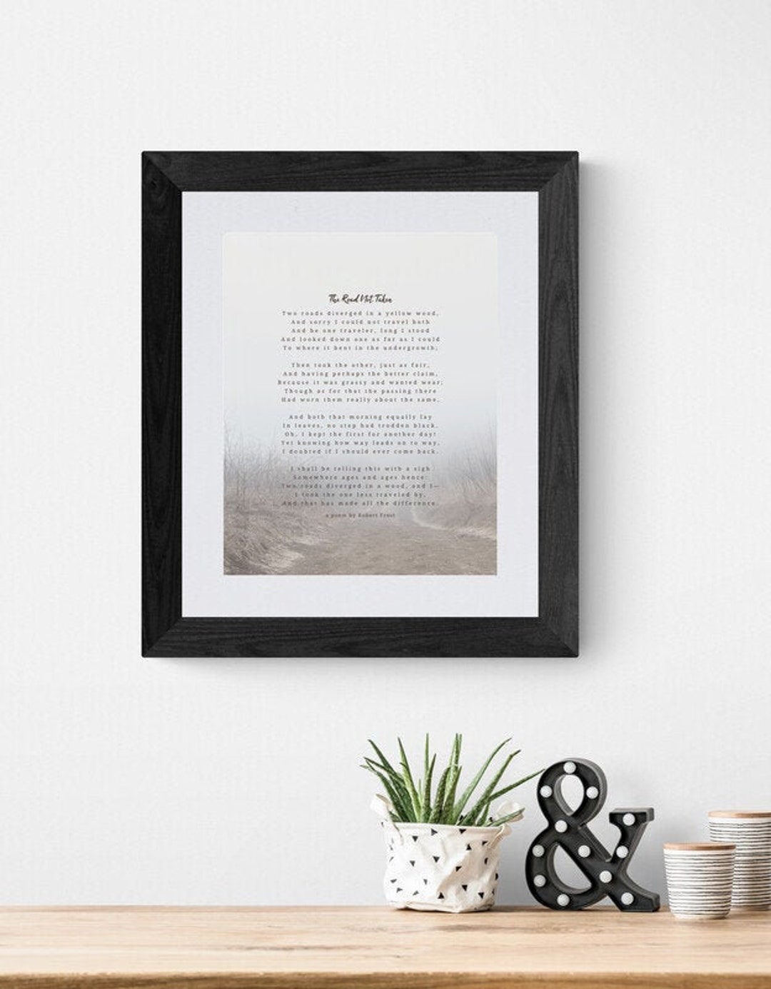 Road Not Taken Poem, Robert Frost Poem, Printable Quotes, Large Wall