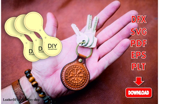 Download Circle Keychain Blank Svg Files Leather Keychain Vector Etsy