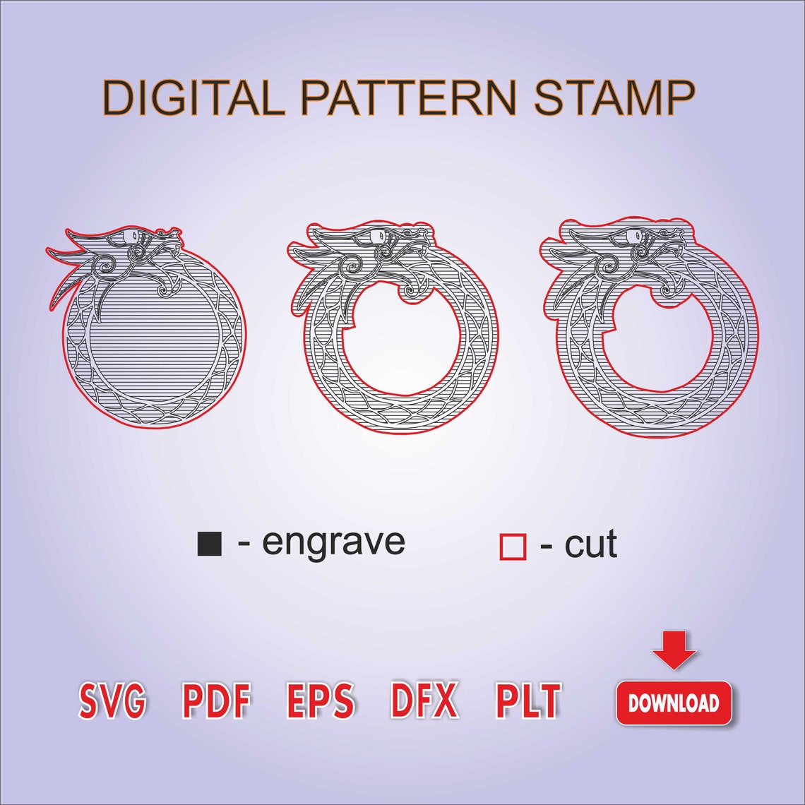Dragon Stamp Svg. Dragon Leather Stamp. Dragon Stamp Pattern. Etsy