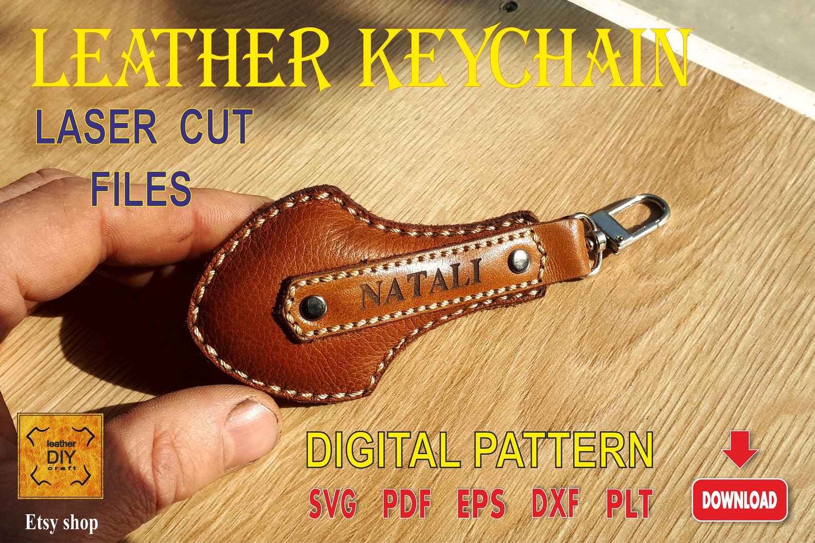 Download Leather keychain vector laser cut files vector template ...
