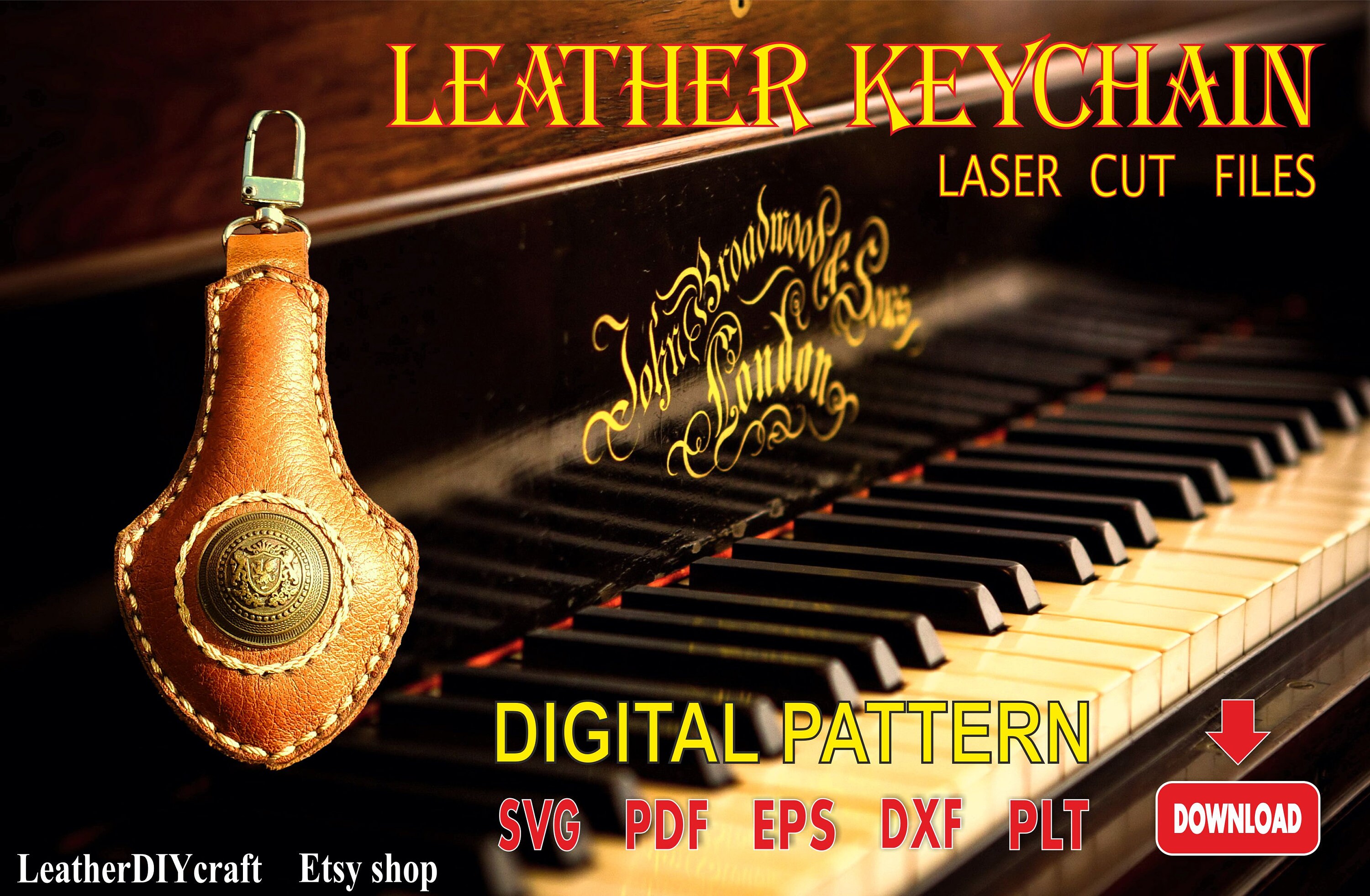 Download Leather keychain vector laser cut files vector template ...