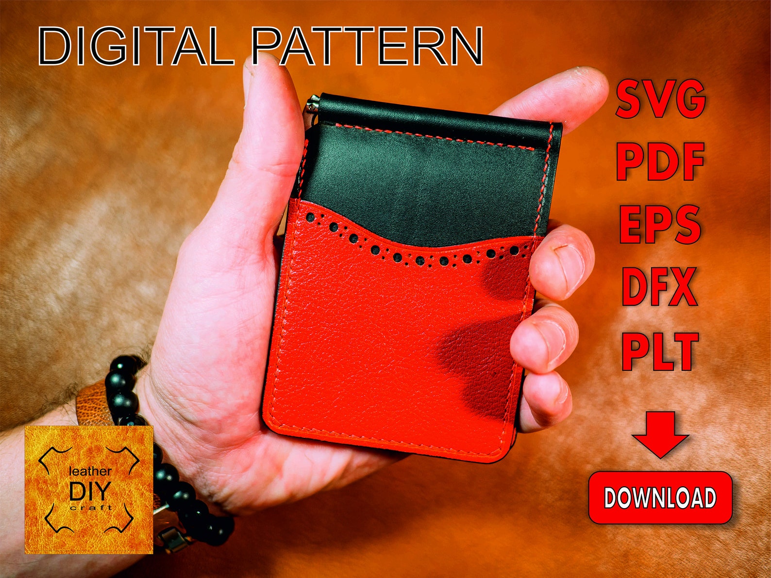Mens Wallet Digital Template, Leather Wallet SVG File, Slim Mens Leather Wallet Vector, Mens