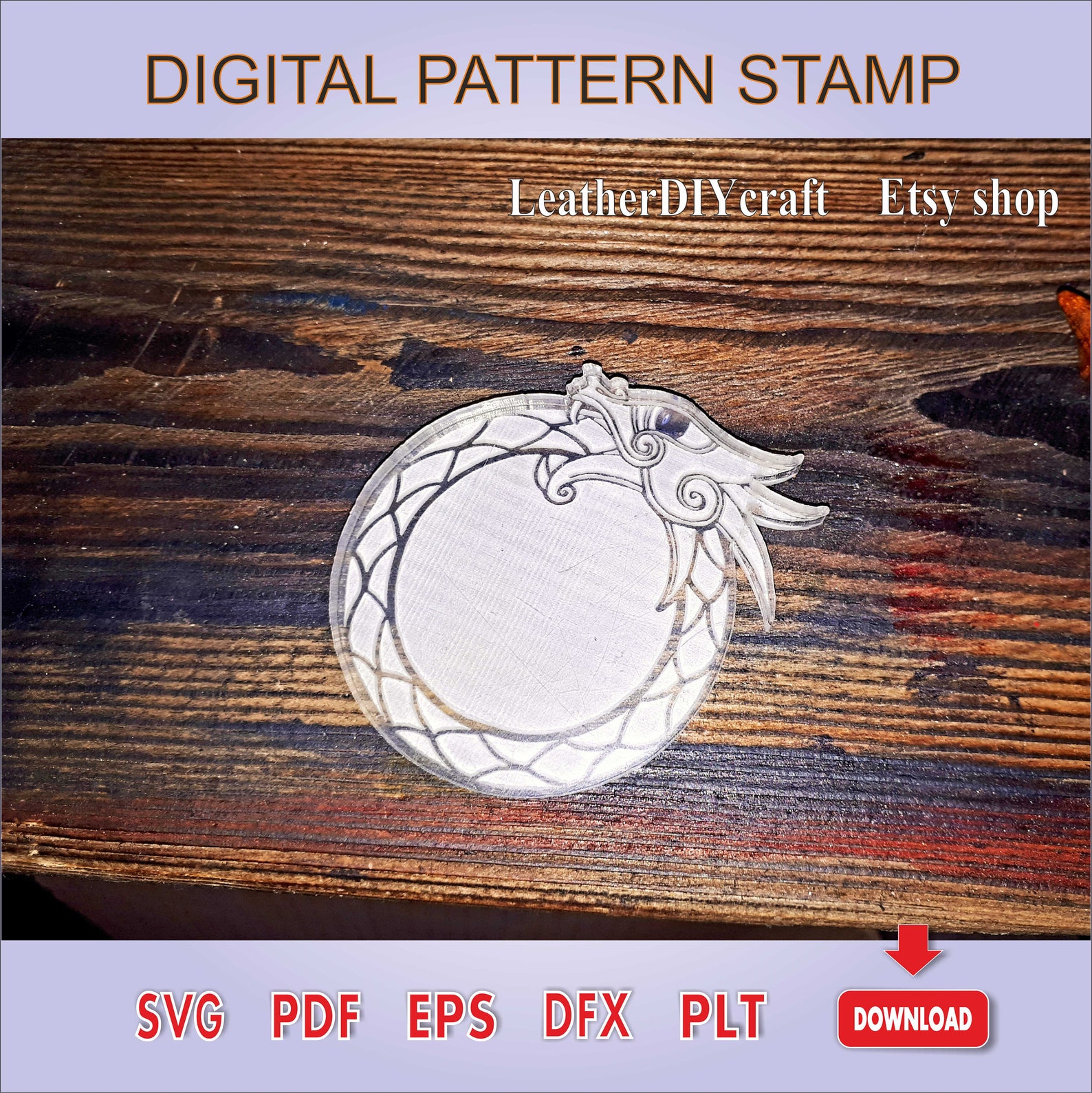 Dragon Stamp Svg. Dragon Leather Stamp. Dragon Stamp Pattern. Etsy
