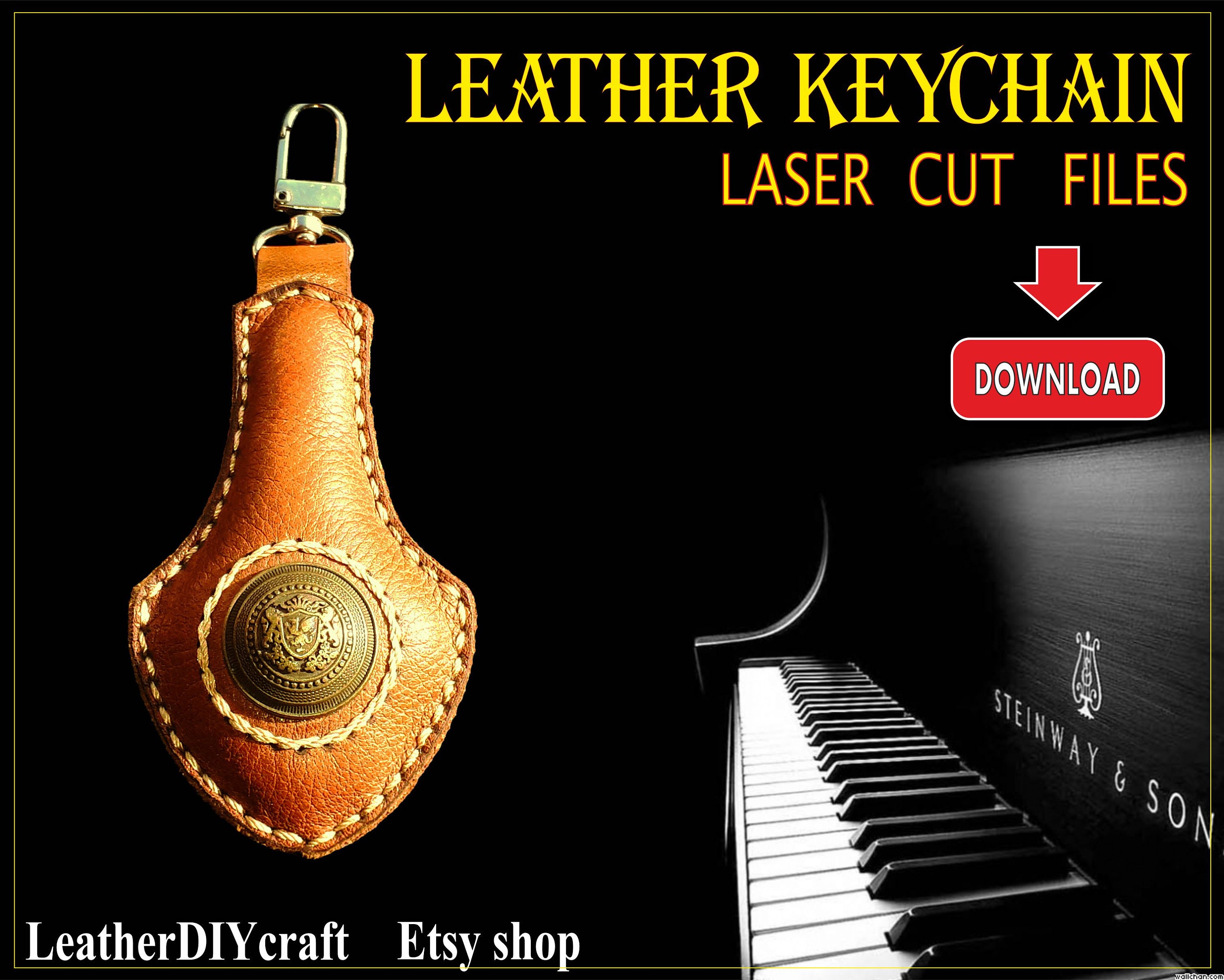 Download Leather keychain vector laser cut files vector template ...