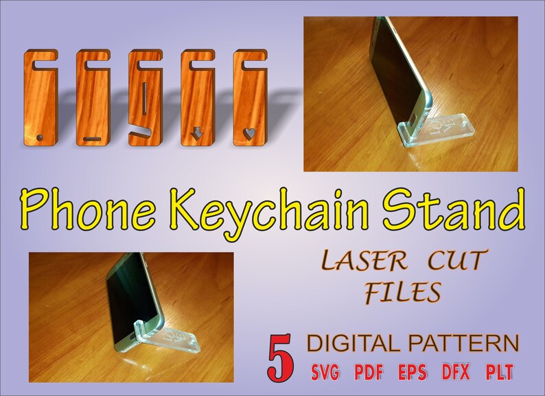 Download Phone Keychain Stand 5 set of digital pattern SVG Laser ...