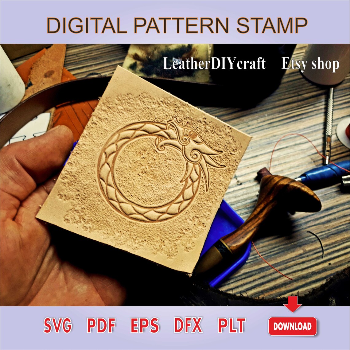 Dragon Stamp Svg. Dragon Leather Stamp. Dragon Stamp Pattern. Etsy