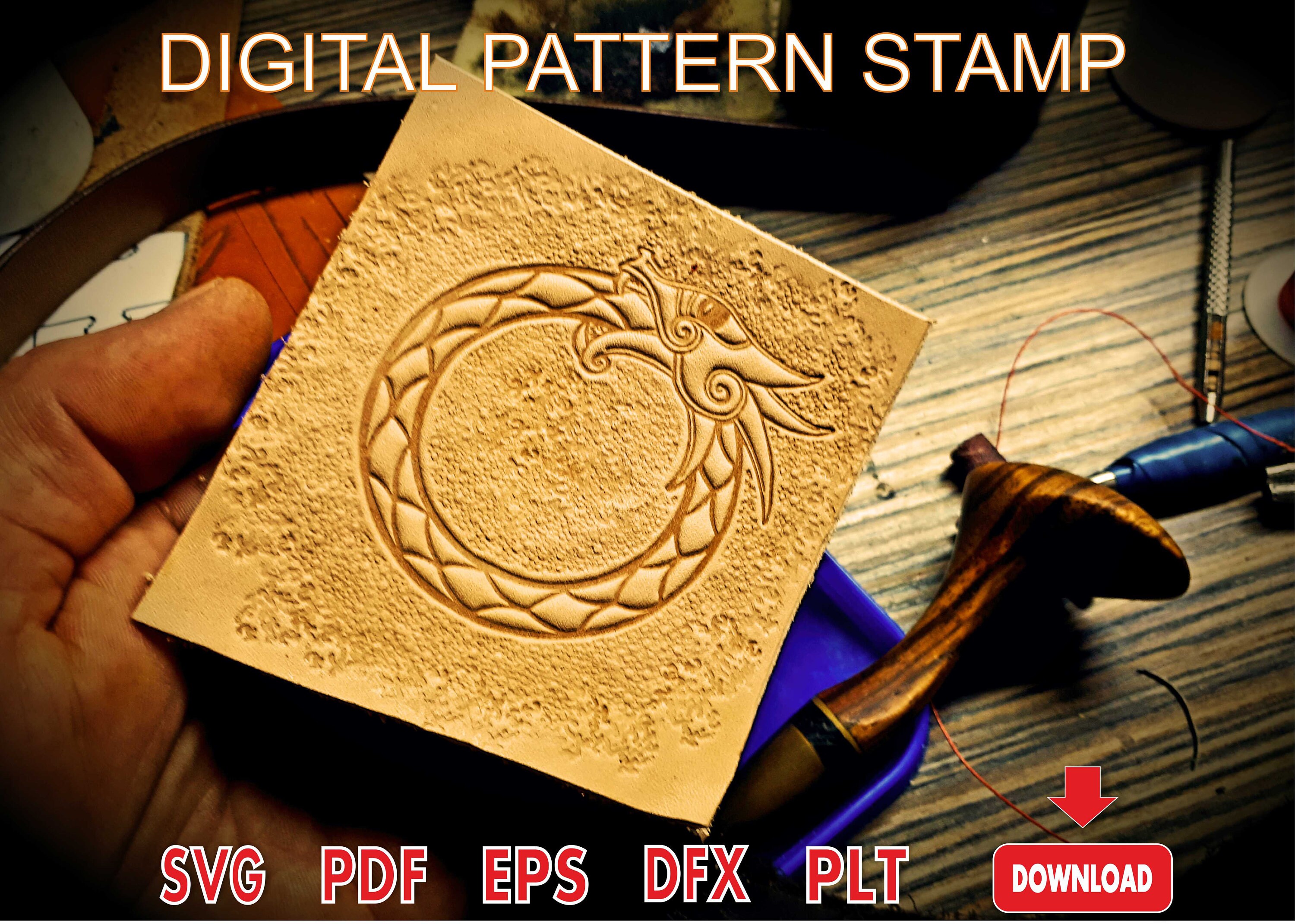 Dragon Stamp Svg. Dragon Leather Stamp. Dragon Stamp Pattern. Leather