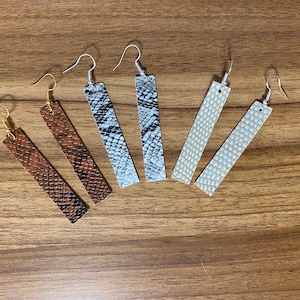 Rectangle Drop Earrings, Faux Leather Earrings