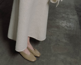Handmade Alpaca Wool Blend Skirt: High Waist A-Line Knit