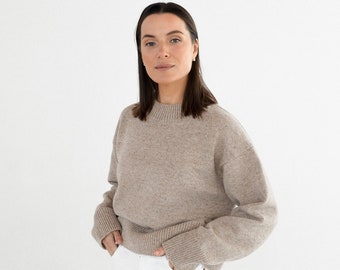 Oversized women sweater from 100% wool. Everyday wardrobe essential. Gift for her.