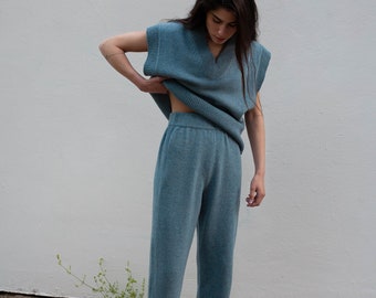 tapered high-waist wool pants