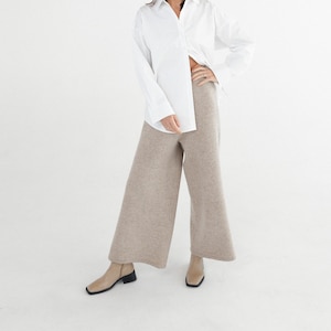 women wool pants / knitted women pants / wide-leg women trousers / palazzo pants image 1