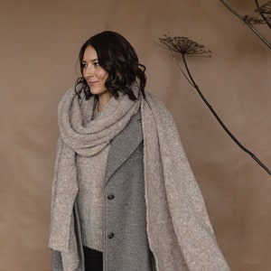 écharpe en alpaga/écharpe oversize/écharpe pour femme/écharpe en laine/grande écharpe/écharpe couverture wrap/écharpe beige/cadeau pour elle BEIGE MELANGE