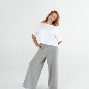 women wool pants / knitted women pants / wide-leg women trousers / palazzo pants zdjęcie 6