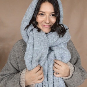 écharpe en alpaga/écharpe oversize/écharpe pour femme/écharpe en laine/grande écharpe/écharpe couverture wrap/écharpe beige/cadeau pour elle LIGHT GRAY MELANGE