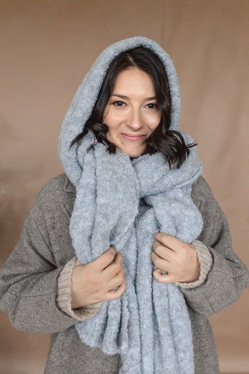 écharpe en alpaga/écharpe oversize/écharpe pour femme/écharpe en laine/grande écharpe/écharpe couverture wrap/écharpe beige/cadeau pour elle LIGHT GRAY MELANGE