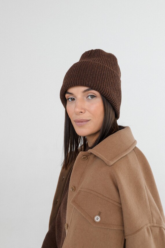 Brown Beanie / Ribbed Beanie Hat | Etsy 