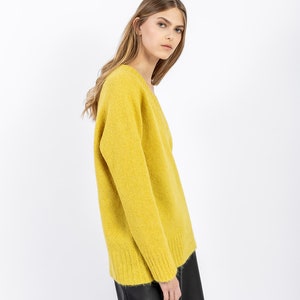 Alpaca wool blend pullover for women in soft yellow color. Anniversary gift for her. Premium quality knitwear. image 3