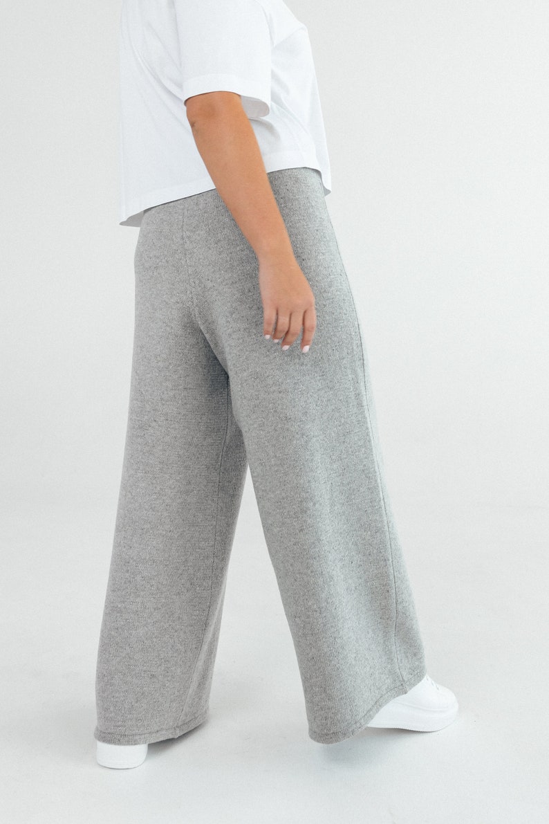 women wool pants / knitted women pants / wide-leg women trousers / palazzo pants image 7