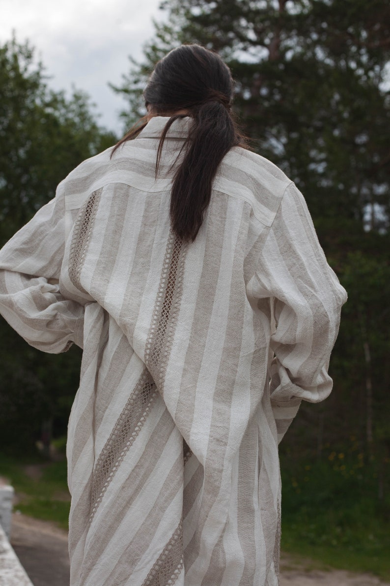 linen shirt dress with pockets and tie-belt image 4