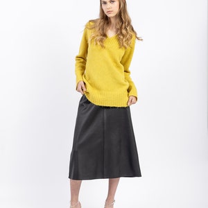 Alpaca wool blend pullover for women in soft yellow color. Anniversary gift for her. Premium quality knitwear. image 6