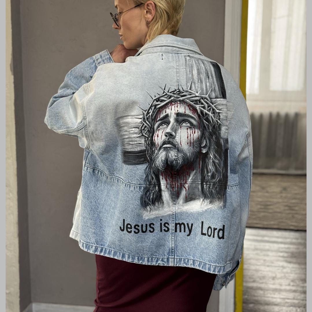 Hand-painted Jesus Denim Jacket – Custom Christian Art, Faith Apparel ...