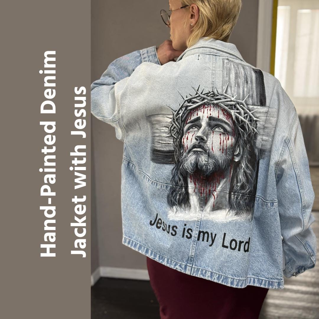 Hand-painted Jesus Denim Jacket, Christian Art, Personalized - Etsy