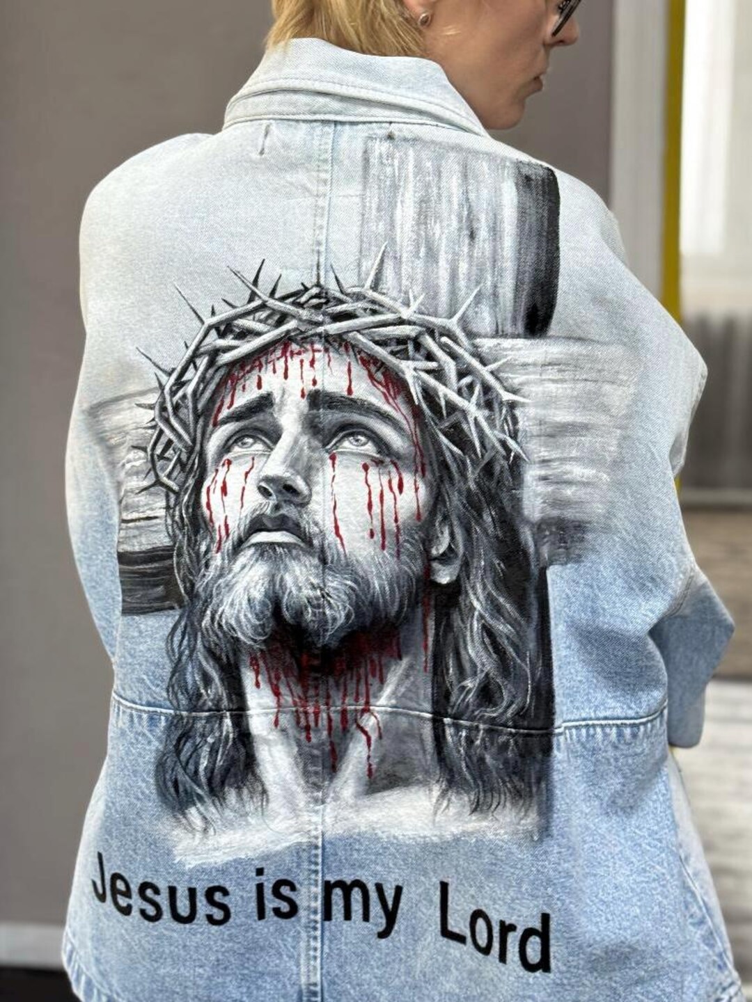 Hand-painted Jesus Denim Jacket – Custom Christian Art, Faith Apparel ...
