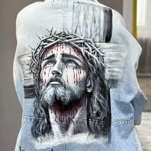 Hand Painted Jean Jacket Christian - Etsy