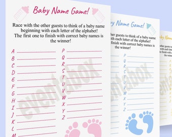 Baby Shower Baby Name Card Party Game - Baby Shower Games A4 250GSM Card Large A4 Prediction Card