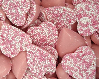 Pink Chocolate Hearts Sweet Bag 100g 200g 400g 800g 1kg Gelatine Free Sweets