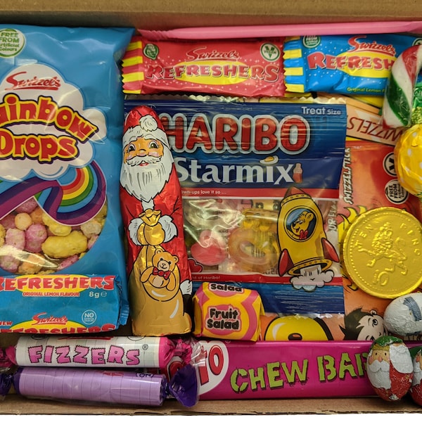 Christmas Retro Sweet Box Christmas Eve Day Treat Box Santa Elf Present Gift Letterbox Sweet box