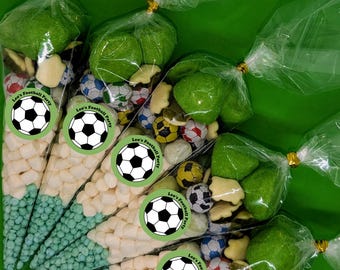 Personalised Pre Filled Football Sweet Cones Party Bags Made Fresh To Order sporty party Favours footie theme party