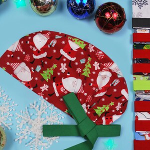 Christmas scrub caps, surgical cap women, scrub hats for women, nurse head cover winter