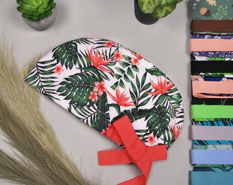 Leaves surgical caps, scrub hats for women, nurse cap, scrub hat