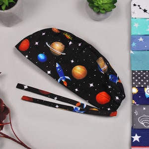 Scrub caps men, planet scrub hats, surgical cap stars, doctor hat space