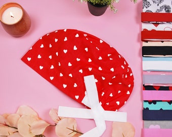 Hearts scrub hats, scrub cap valentines, scrub caps for women, scrub hat heart