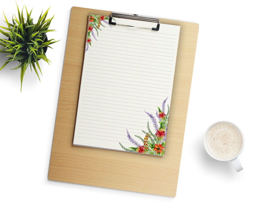 Printable Watercolor Floral Stationery Writing Paper Etsy