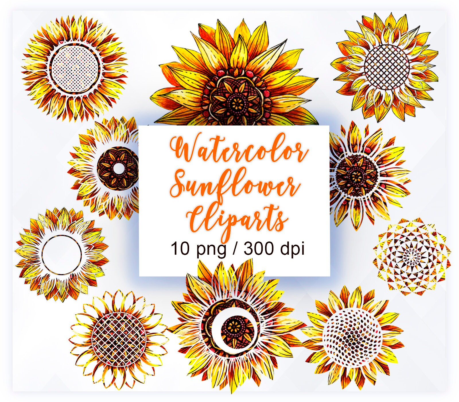 Download Watercolor Sunflower sublimation design sale Summer | Etsy