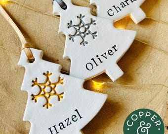Personalised Christmas Decoration, Mini Tree Bauble, Christmas Tree, Christmas Personalized Ornament, Clay Tag, Christmas Decorations UK