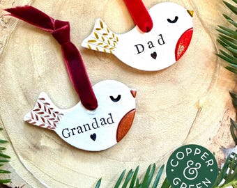 Personalised Memorial Christmas Tree Ornament – Robin Hanging Decoration