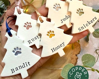 Personalised Dog Christmas Decoration | Custom Name Ornaments | Paw Print | Pet Gifts | Pet Memorial | Stocking Fillers |