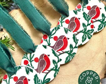 Robin Christmas Decorations, Hanging Ornaments, Christmas Present Gift Tags