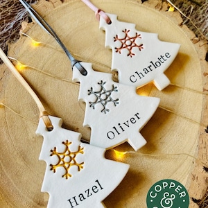 Personalised Christmas decoration, mini tree bauble, Christmas tree, Christmas personalized ornament, Clay tag, Christmas decorations uk