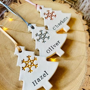 Personalised Christmas decoration, mini tree bauble, Christmas tree, Christmas personalized ornament, Clay tag, Christmas decorations uk