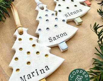 Personalised Christmas Tree Ornament, Custom Name Bauble, Handmade Christmas Hanging Decoration
