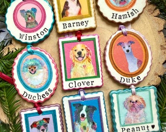 Personalised Dog Christmas Decoration, Handmade Clay Keepsake, Custom Name Bauble, Pet Memorial Gift