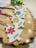 Personalised Christmas decoration, mini tree bauble, Christmas tree, Christmas personalized ornament, Clay tag, Christmas decorations uk