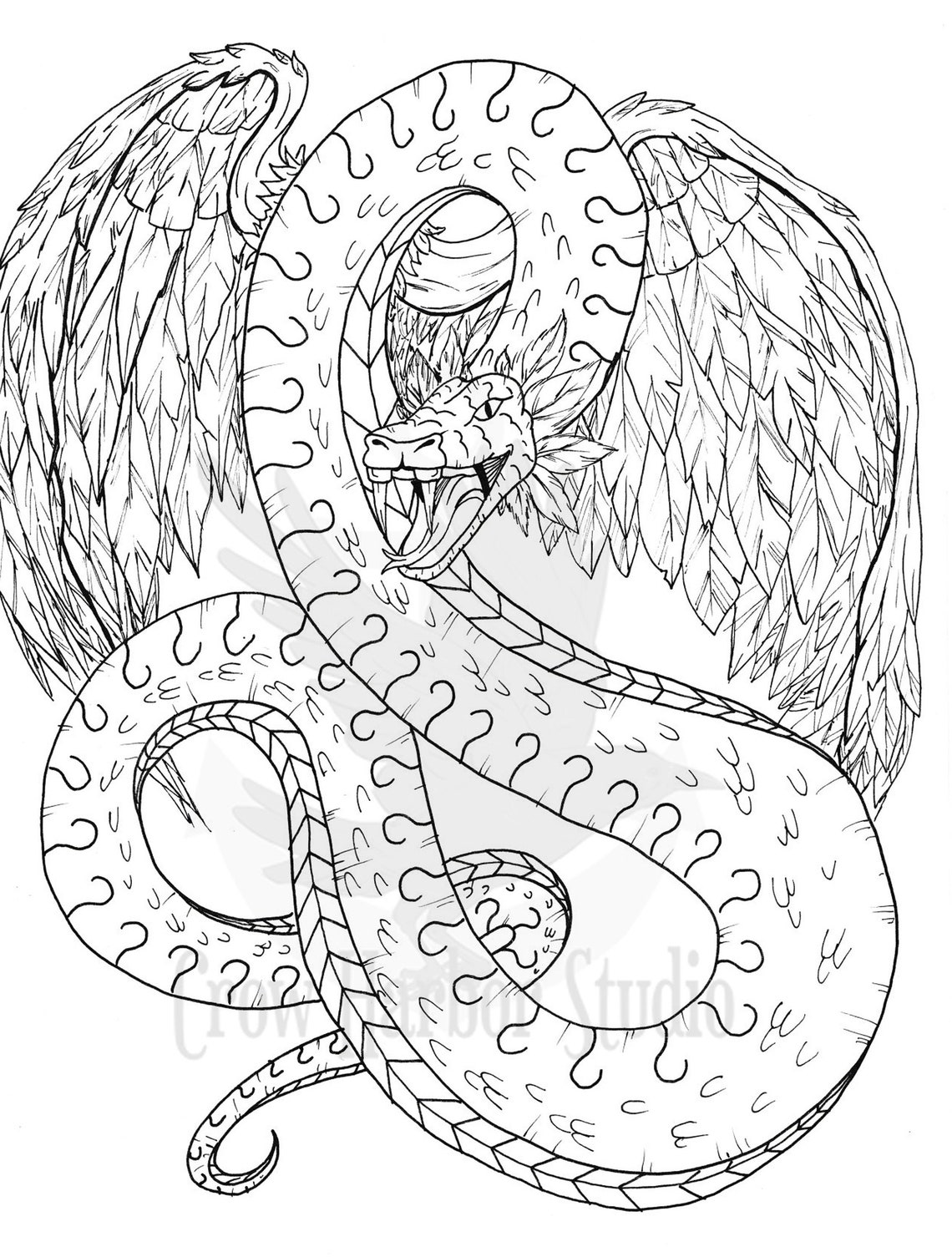 Dragon Colouring Page: Feathered Serpent Printable Download | Etsy